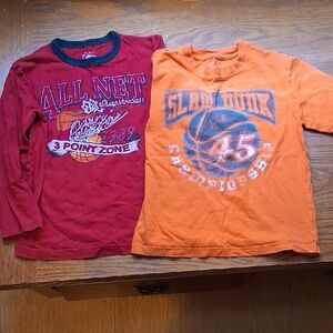 Kids Basketball Graphic Tees - Red and Orange